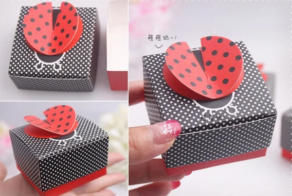 80 шт./лот детский душ милый как баг 3 D Божья коровка Baby Shower сувениры коробки для