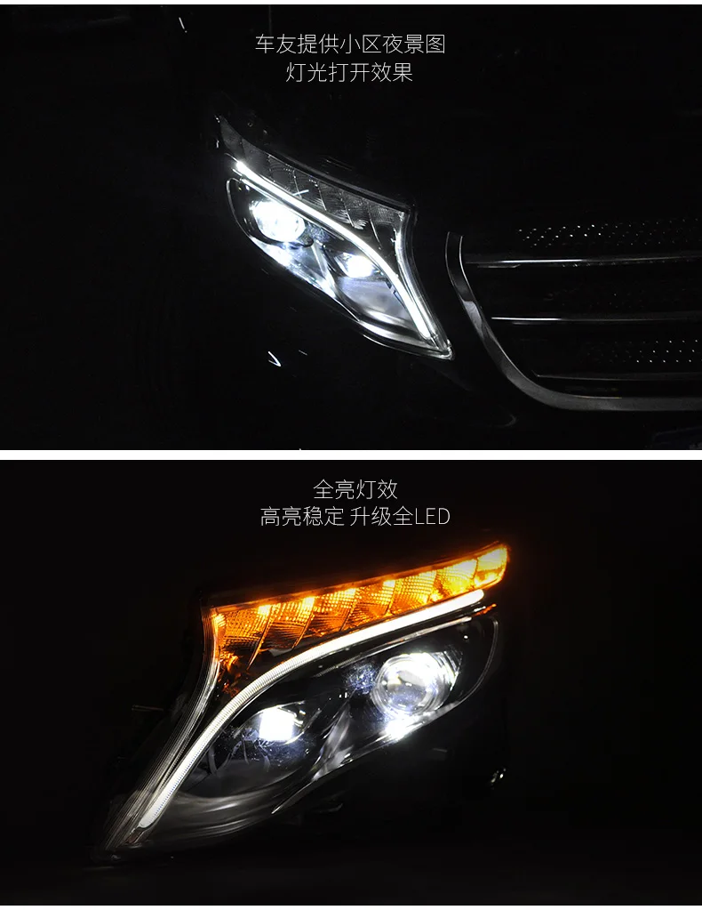 Автомобильный Стильный чехол на голову для Benz vito фары для Benz vito светодиодный фонарь DRL Объектив Двойной Луч Биксенон HID