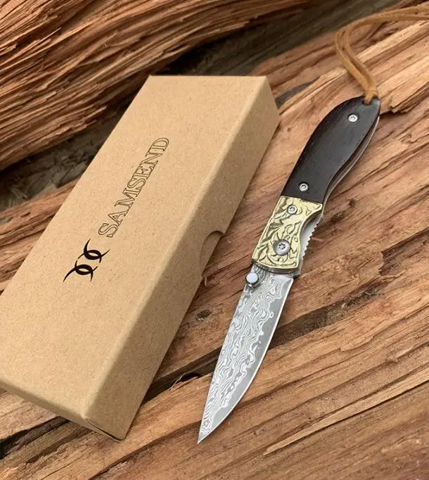 EDC резной чистый медь VG10 дамасский складной нож шарикоподшипник системы многофункциональные инструменты карманный нож Дамасские Ножи - Цвет: Damascus