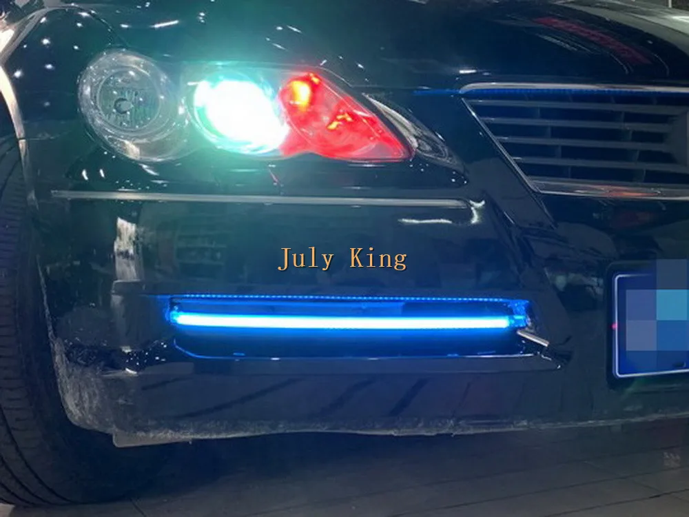 July King светодиодный чехол для дневных ходовых огней для Toyota Mark X eiz 2005-09, DRL+ желтый стример указателей поворота+ синий ночной DRL