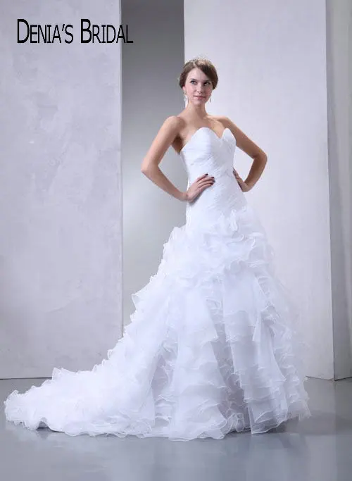 2017 реальные фотографии милое ТРАПЕЦИЕВИДНОЕ свадебное платье плиссированные