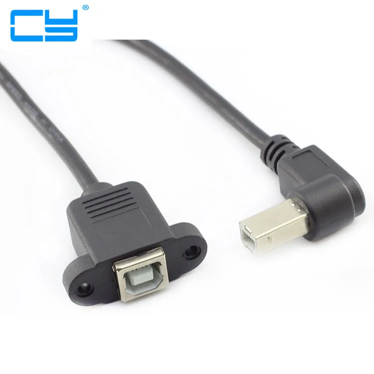 10pcs/lot Right 90 Angle 30CM USB Type B Male To USB B Female Printer Panel Mount Extension Sync Cable Cord