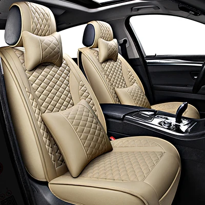 Beige have pillow Кожаные чехлы для сидений автомобиля Защитные чехлы для сидений, сшитые специально для volkswagen polo vw polo 6r 9n vw passat b5 b6 b7 b8 vw golf 5 6 7 автомобильные аксессуары защитный чехол для сиденья машины - Название цвета: Beige have pillow