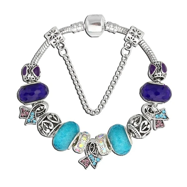blue purple KEORMA розовый браслет, фиолетовый и лента, хрустальные бусины, драгоценности в Европейском стиле, браслет для женщин, ювелирные изделия KM010 - Окраска металла: blue purple