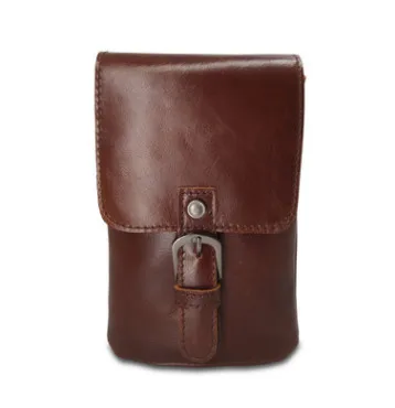 dark brown waist bag BiPtyDam Высокое качество масло воск яловая кожа мобильный телефон сумки маленькие Мужские поясные сумки из натуральной кожи Мужские поясные сумки 5 цветов - Цвет: dark brown waist bag