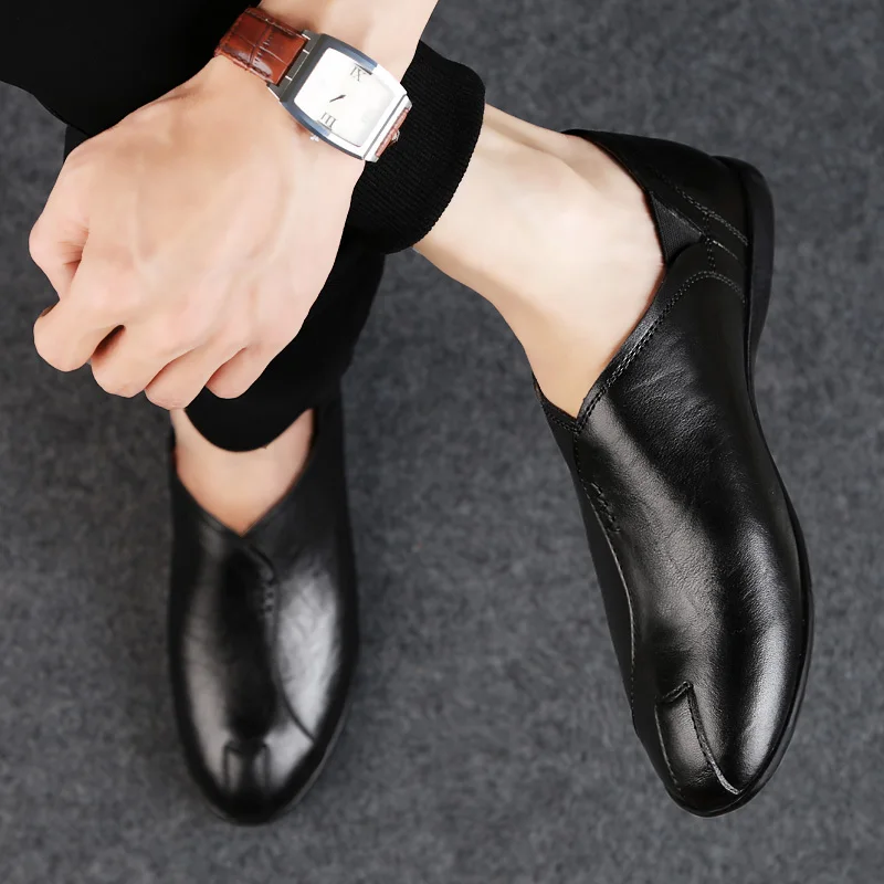 Роскошные мужские мокасины без шнуровки из натуральной кожи повседневные