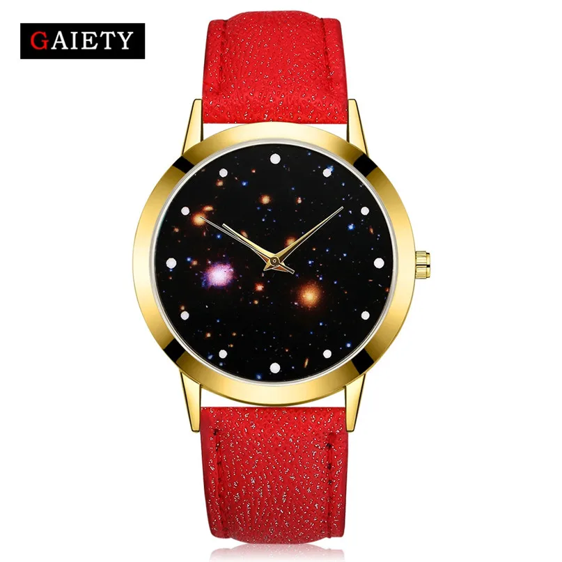 Для женщин Часы мода Звездное небо кожаный ремешок аналоговые кварцевые часы