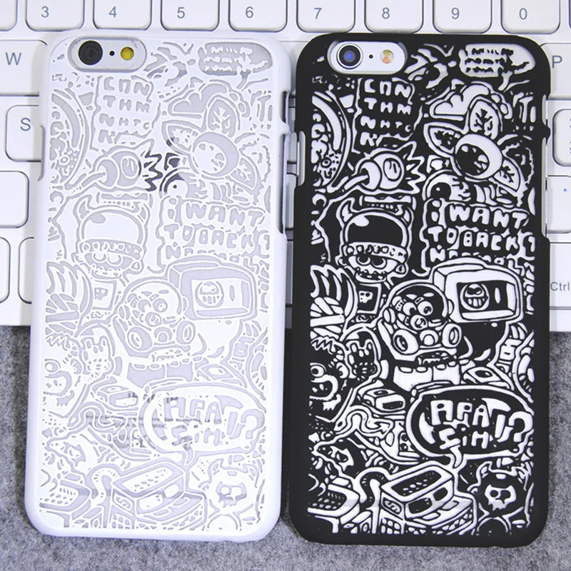 

Graffiti Phone Case For iphone 6 6s 7 Plus Fashion Black and White Relief Soft Silicone Cases For iphone 8 7 Plus Cover Capa
