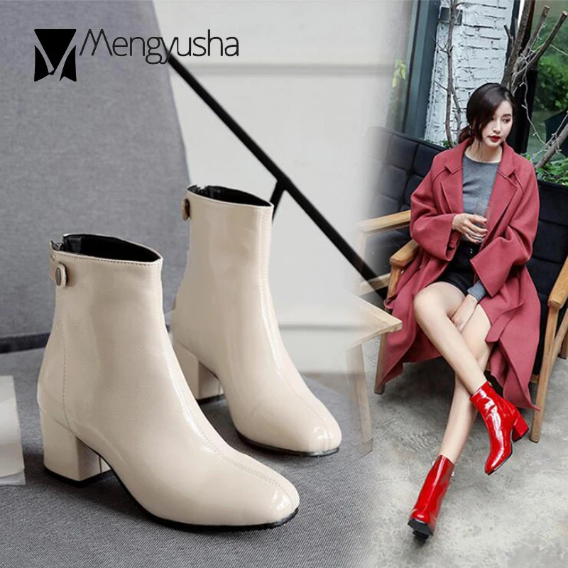 Британский solid Ботинки Челси женские большие размеры 42 43 из лакированной кожи на