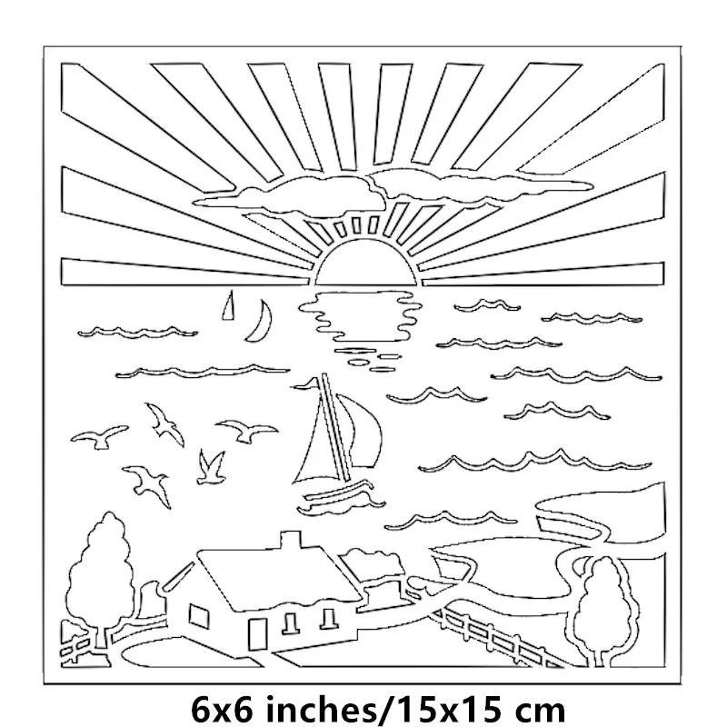 Sunrise деревня пластиковый трафарет для DIY скрапбукинга тиснение рисунок