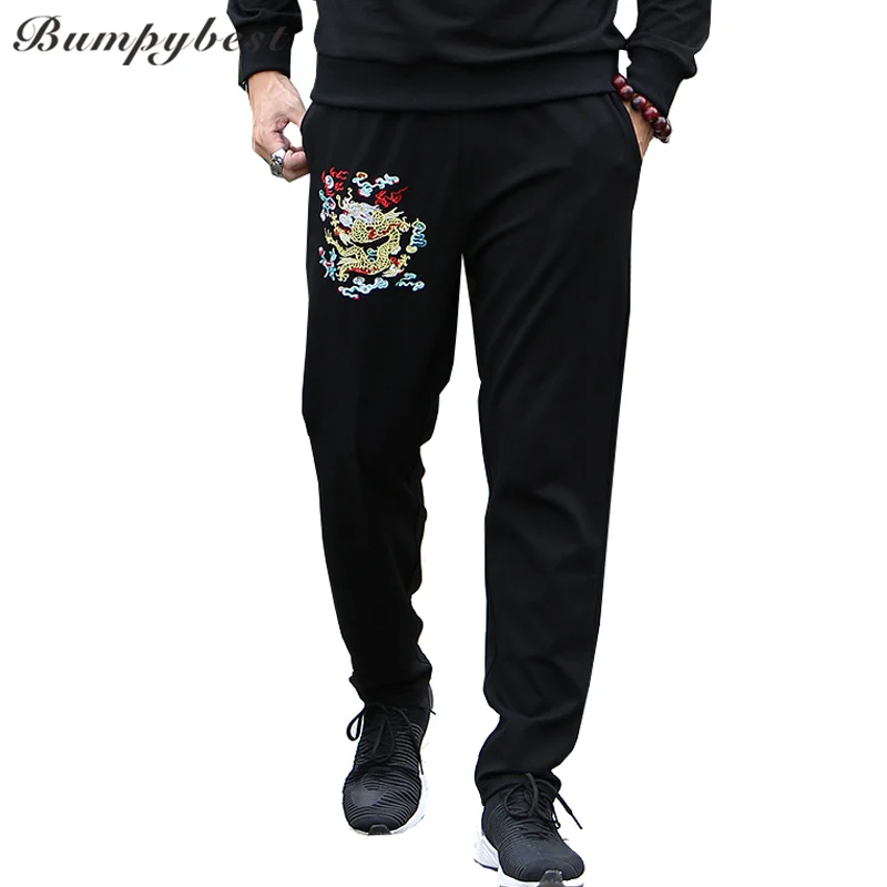 Bumpybeast 2017 хит продаж штаны китайский стиль дракон тотем вышивка мужские