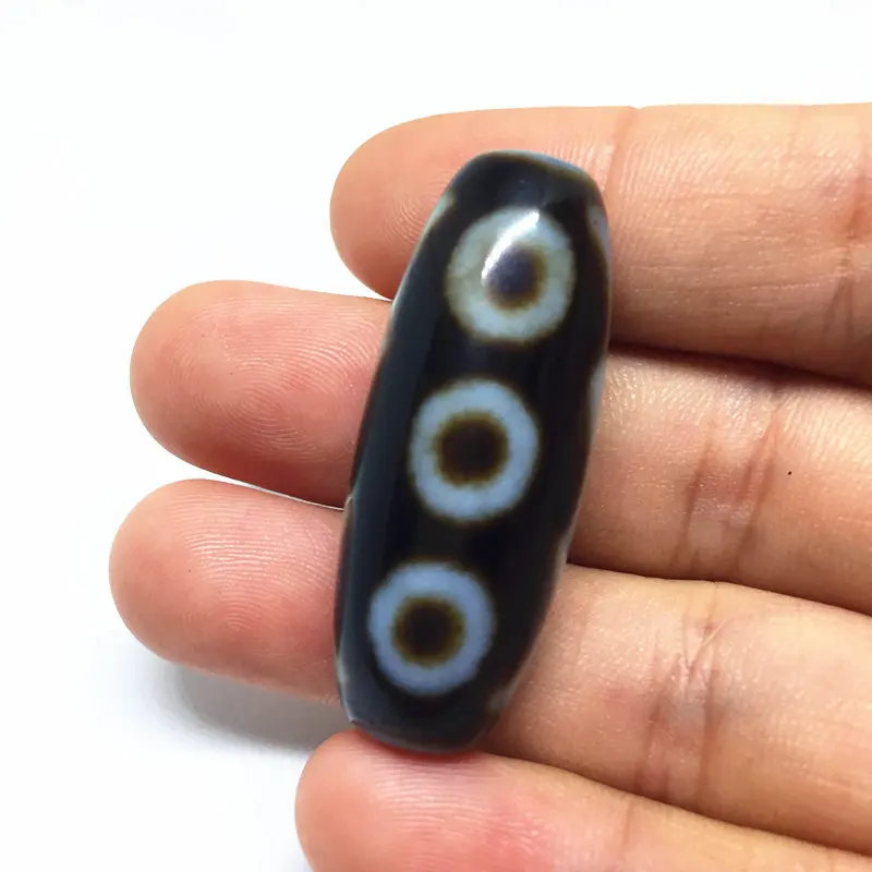 Бусины из натурального агата 12 мм * 38 черные и белые с рисунком 5 глаз амулет