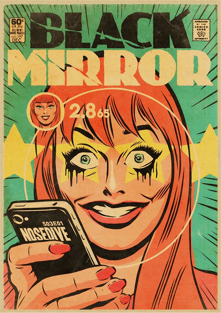 Classic Movie Black Mirror Vintage Kraft Paper Poster Good Quality Painting Retro Poster For Home Bar Wall Deco