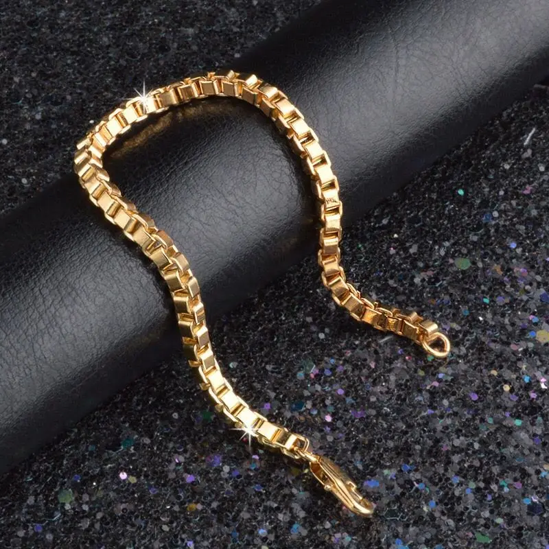 MGFam (19 см * 4 мм) коробки браслет ювелирные изделия для мужчин штамп 18 k желтого