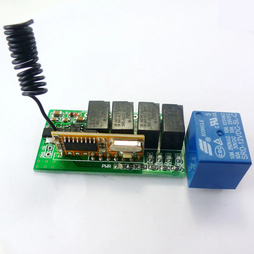 DC 5V 12V 433M RC RF 4 канальный беспроводной декодер релейная плата с 2 ПДУ EV1527 для Arduino