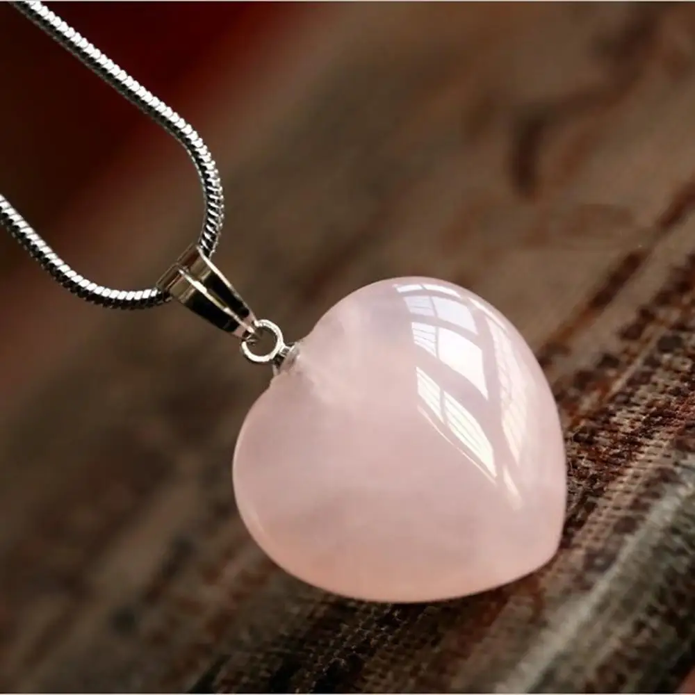 GVBORI Роза кварц драгоценный камень сердце кулон подарок на день Святого Валентина