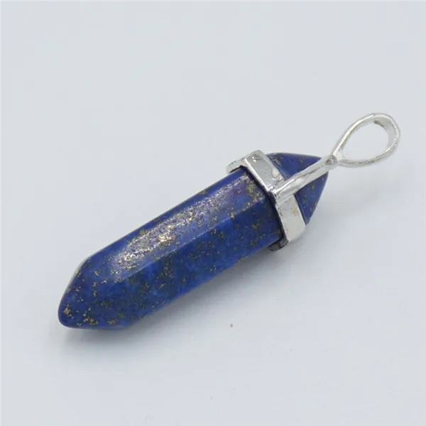 Lapis Lazuli Натуральный камень тигровый глаз фиолетовый кристалл кварца кулон шестиугольная колонна столб биконус граненый шарик подвеска маятник подвески - Окраска металла: Lapis Lazuli