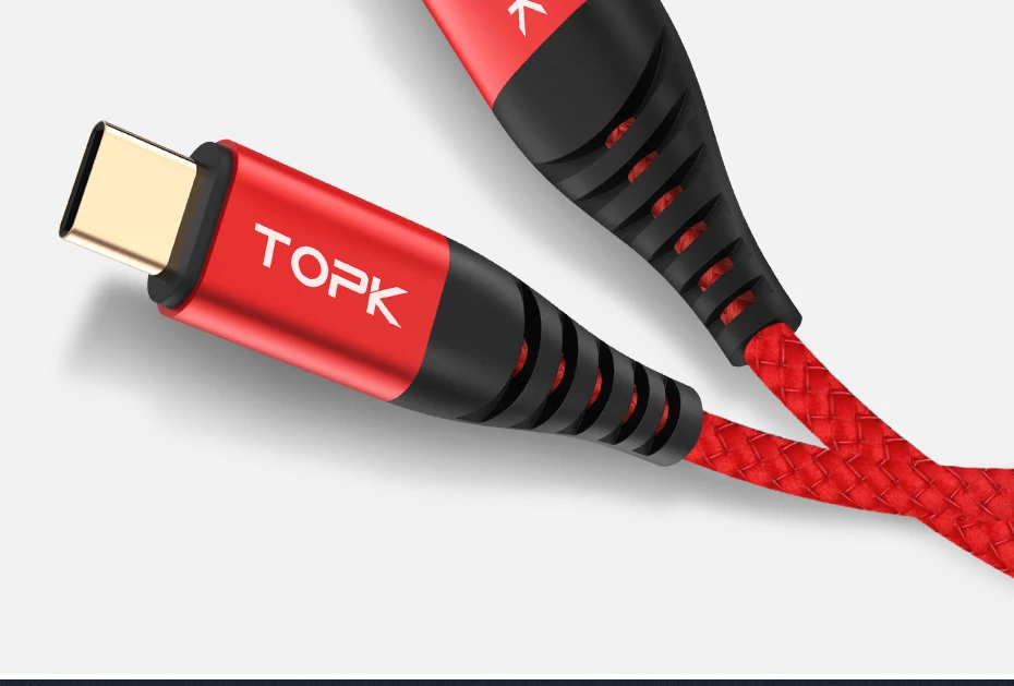 TOPK AN42 2 м 3 м usb type C кабель для мобильного телефона USB C кабель 3 А Быстрая зарядка 3,0 Быстрая зарядка USB-C кабель type C