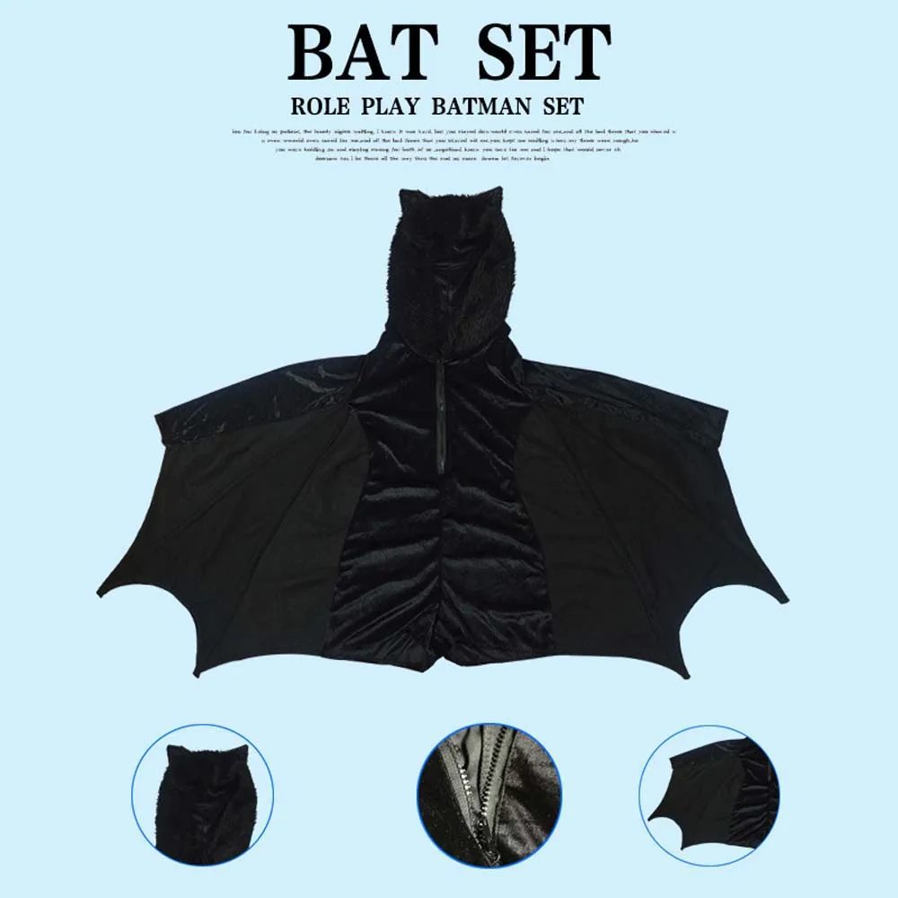 ZXZ Мода взрослых крылья летучей мыши костюм вампира на Хэллоуин Черный Кепки e с