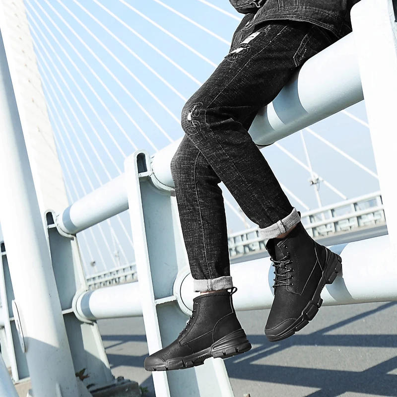 High Quality Autumn Men's Boots Leather Winter Warm Shoes Motorcycle Mens Ankle Boots Autumn Men Oxfords Shoes