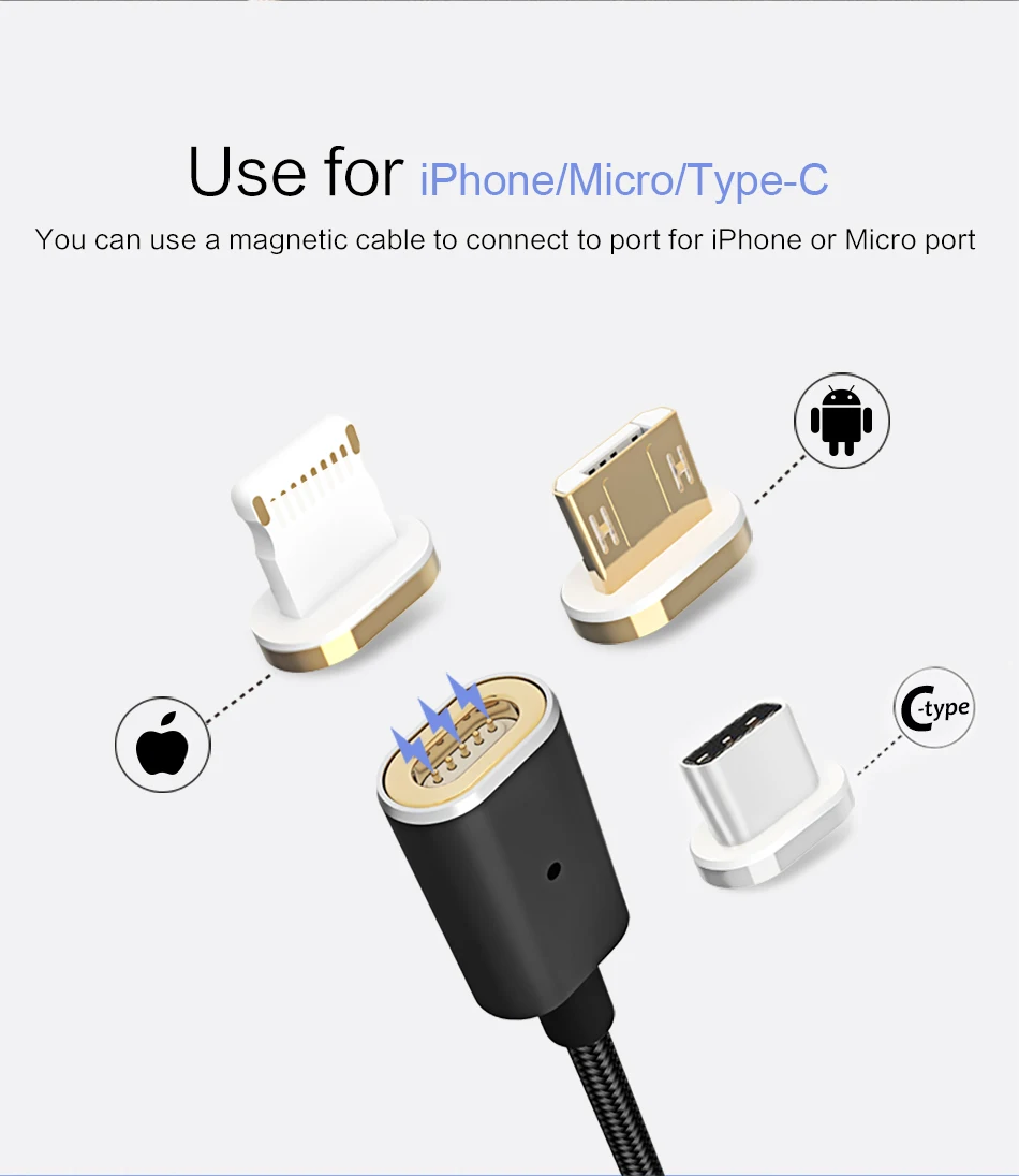 Магнитный кабель USAMS для usb-кабеля type-c золотого цвета, 1,2 м, 2 а/5 В, нейлоновый зарядный кабель, Магнитный зарядный кабель для мобильного телефона