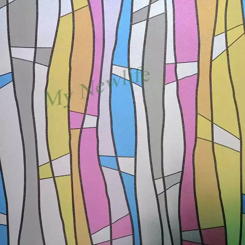 Витражная полосатая речная оконная наклейка пленка на окно стеклянная