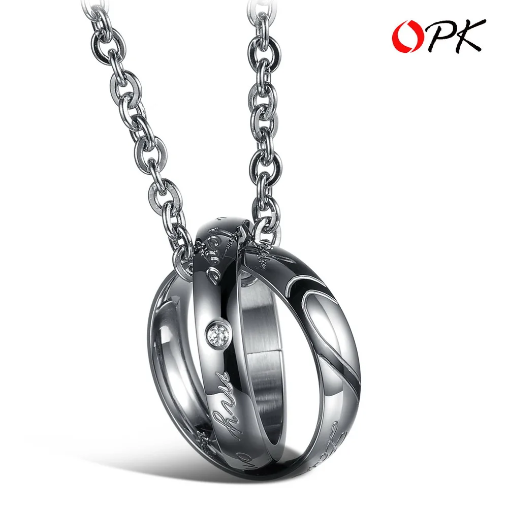 OPK Half Heart Puzzle Couple Necklaces Romantic Black/Gold Color Stainless Steel Women Men Pendant Jewelry 1 PCS Price GX830 | Украшения и
