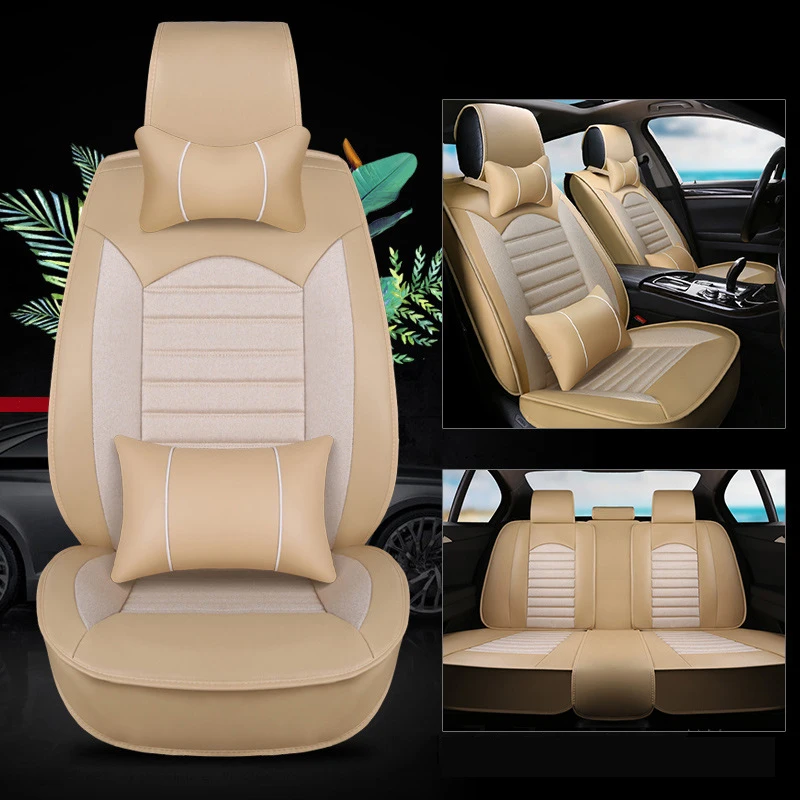 

kalaisike Leather plus Flax Universal Car Seat covers for Isuzu all models D-MAX mu-X 5 seats auto accessories car styling