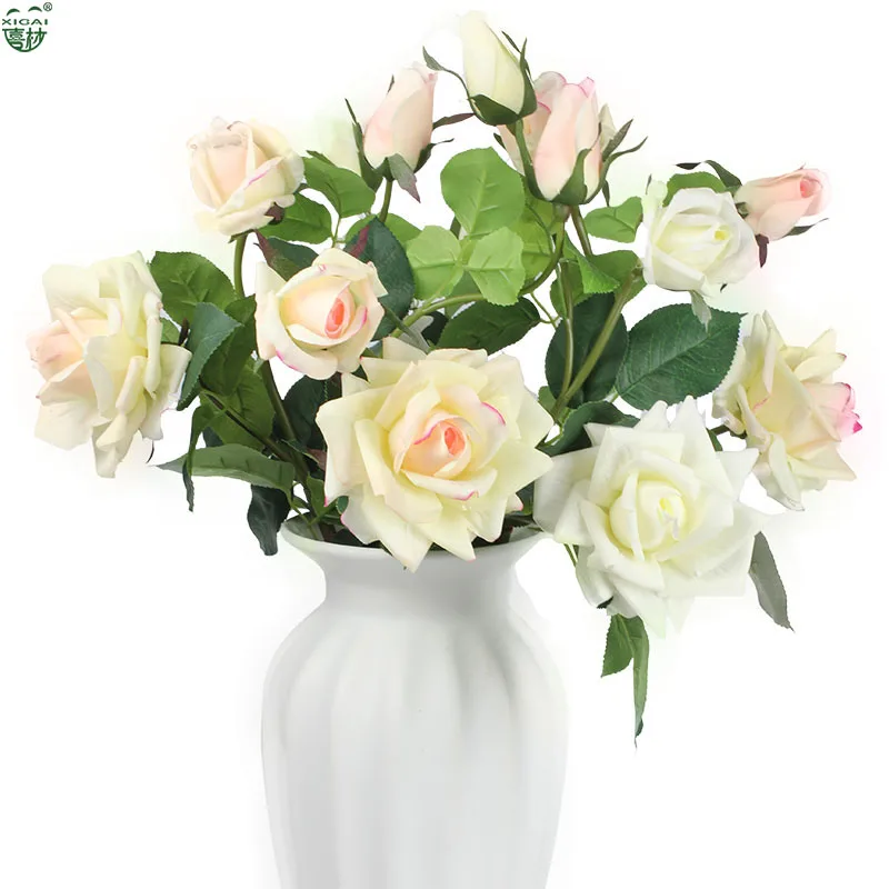 Экстра10% скидка/10 шт) 5or10PCS(2 цветка+ 1 бутон)/PC большой дом/Свадьба/Вечерние/украшение невесты искусственный Голубь из латекса Настоящее прикосновение цветок розы
