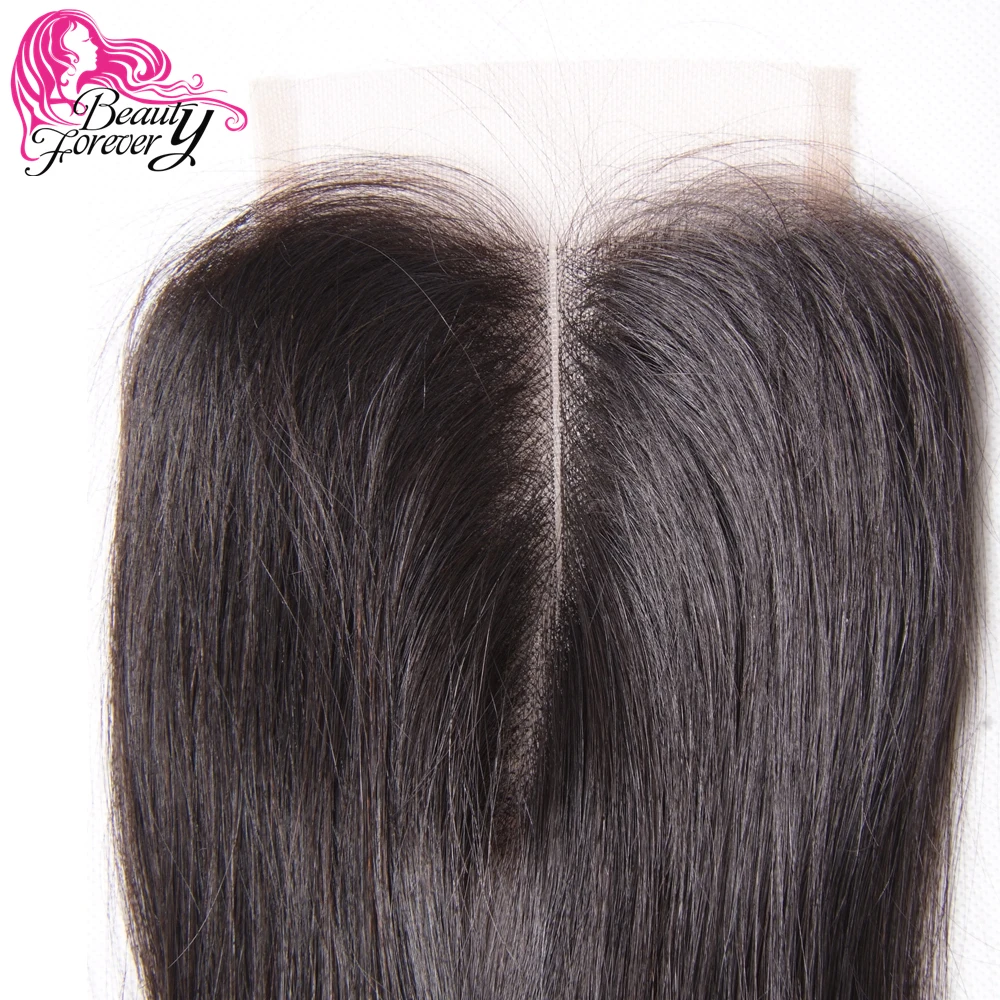 Beauty forever перуанские волосы прямые волосы для наращивания Remy человеческие волосы 4*4 средняя часть закрытие 120% плотность натуральный цвет