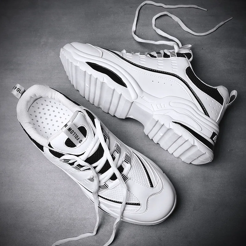 Men Chunky Shoes Quality PU Leather Breathable Casual Dad Lace Up Fashion Sneakers Outdoor Male Adult | Обувь