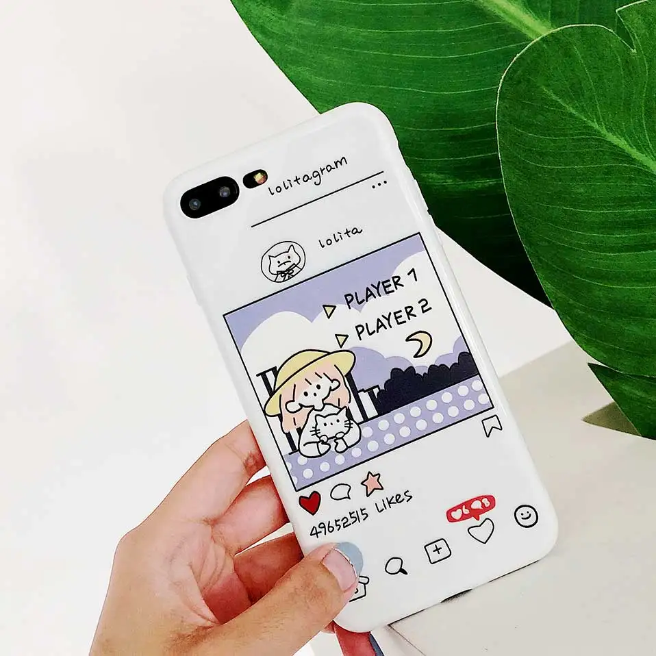 White silicone cartoon protective case For iPhone 6 6S 7 8 Plus Phone Case X Funda 6s Capa Covers |