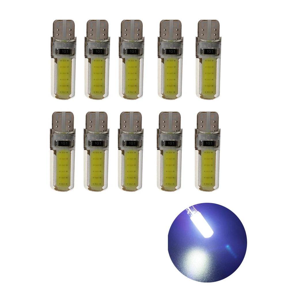 

YSY 10PCS T10 194 168 COB 12SMD W5W SILICA Reading Light 12V DC Indicator Lamp Car Automotive Led License Plate Lights