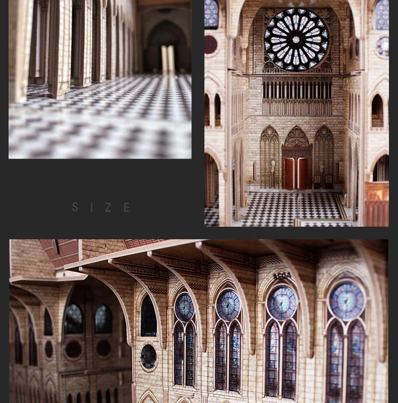 1:250 Notre Dame de Paris двусторонний открытый 3 dpanoramic Высокая имитационная модель головоломка Роза окна детская интеллигентая(ый) игрушка сувенир