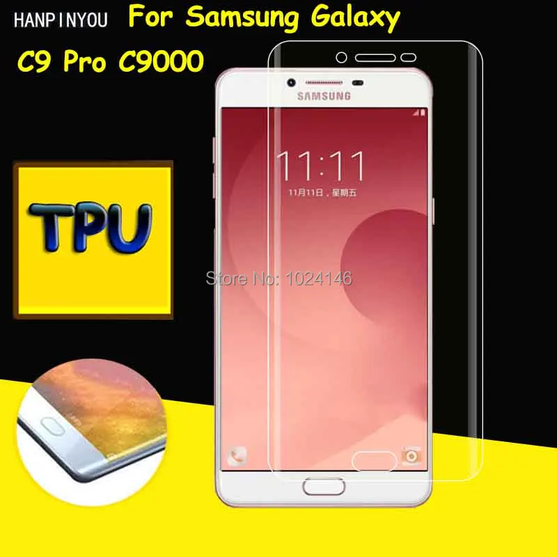 Полное покрытие, Прозрачная мягкая защитная пленка из ТПУ для экрана Samsung Galaxy C9 Pro C9000 6,0 дюйма, изогнутые части корпуса (не закаленное стекло)