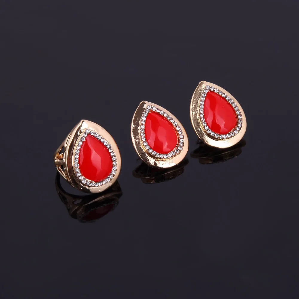 Jacoso Непал красный кристалл Дубай Цепочки и ожерелья Серьги кольцо браслет