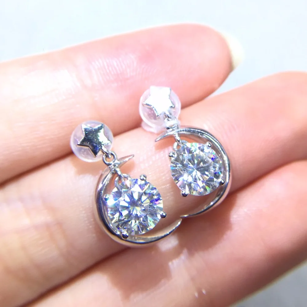 Настоящие хорошие драгоценности из золота 18 карат AU750 G18K 2ct Муассанит Серьги с алмазами для Для женщин изысканные серьги