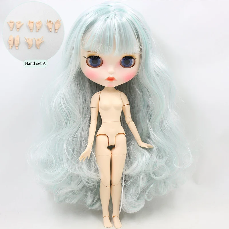 Ледяная Обнаженная кукла Blyth для No. BL4006/1059 мята микс белые волосы резные губы матовое лицо с бровями шарнирное тело 1/6bjd - Цвет: like the picture
