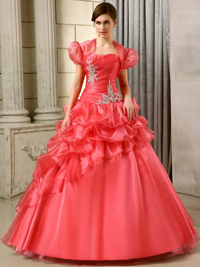 2017 Ball Gown Quinceanera Dresses For 15 Years With Jacket Lace Up Pleats Vestido De Debutante Sweet 16 Gowns | Свадьбы и торжества