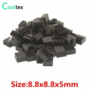 50 шт.лот алюминиевый радиатор 8,8x8,8x5 мм черный радиатор для чипа VGA RAM IC LED COOLER cooling