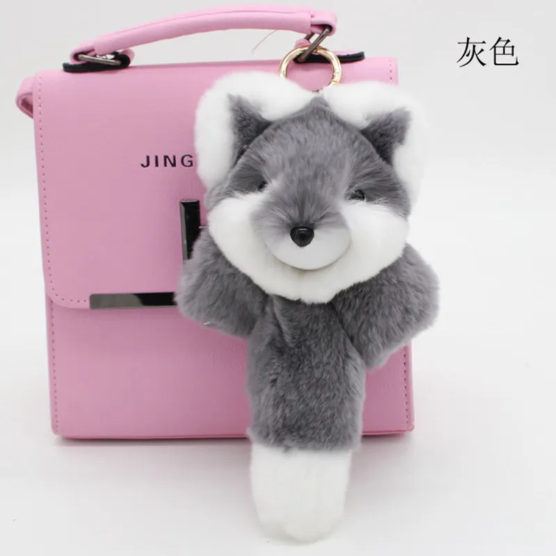 Real Genuine Rex rabbit Fur pompom fox Keychain women Bag Car Charm Animal Pendant Cute Mini Small pompon Keychains | Украшения и
