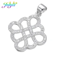 juya decoration jewelry fittings micro pave zircon goldrose gold chinese knot charms pendant fit women jewelry making