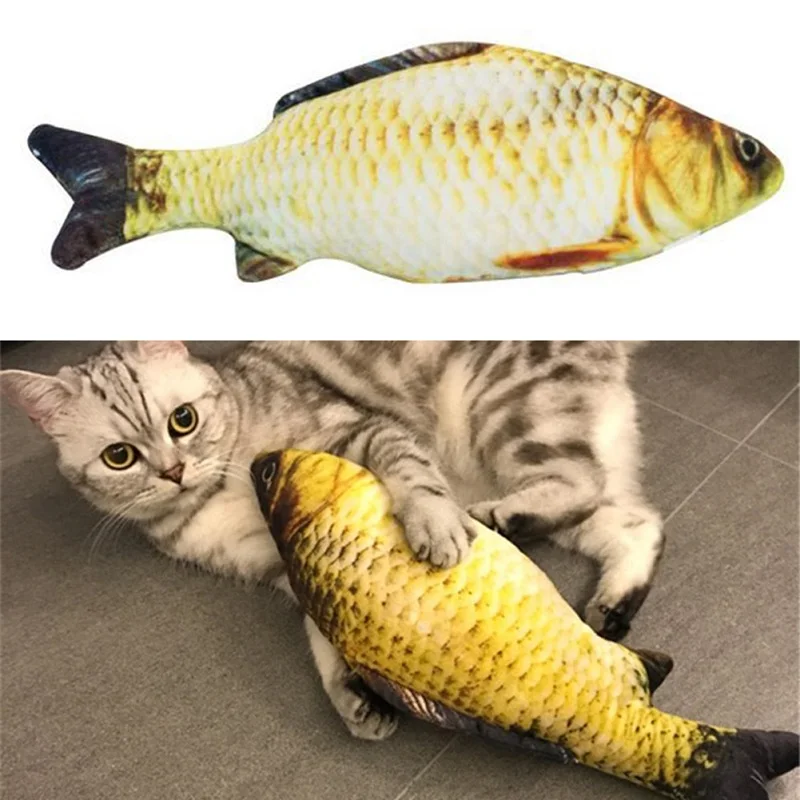 Плюшевая 3D игрушка для кошки в форме карпа, котенок, Жевательная мята, рыбка, наполненная царапинами, кукла, яркая интерактивная обучающая игрушка