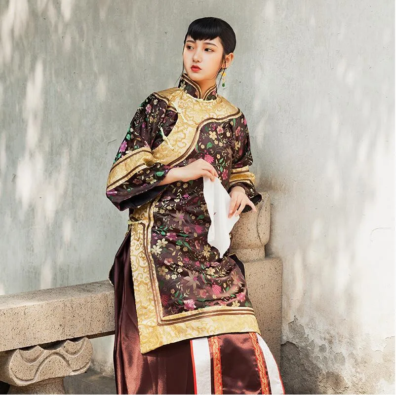 

China Qing Dynasty Women's Clothes Traditional Chinese Old-fashioned Dress Miss Lady Performing Dresses High End Hanfu Apparel