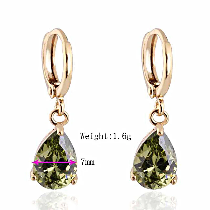 Top Mix Color Cubic Zirconia Gold P Water Drop Earrings for Women Wedding Engagement Jewelry White Red Purple Green A1286 | Украшения и