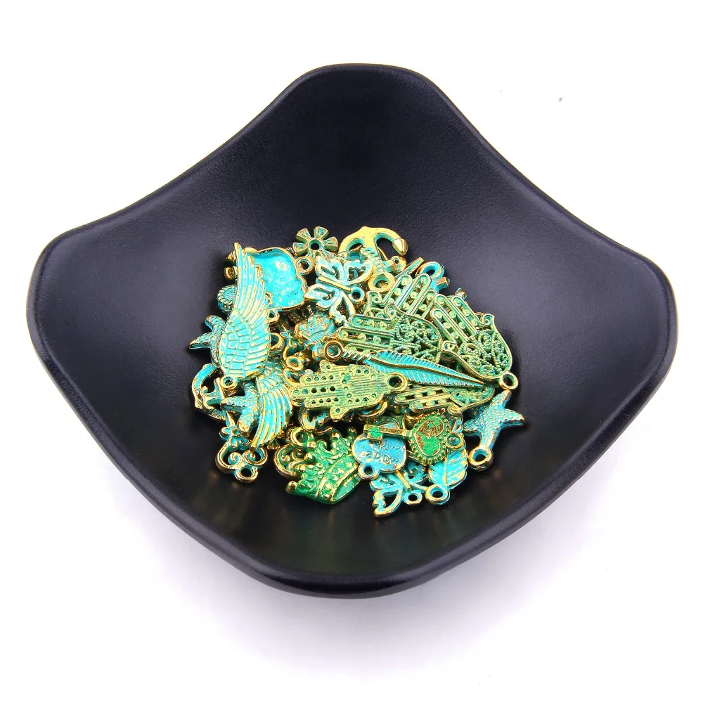 50 шт смешанные цвета ярь Медянка патина покрытием Винтаж из цинкового сплава в