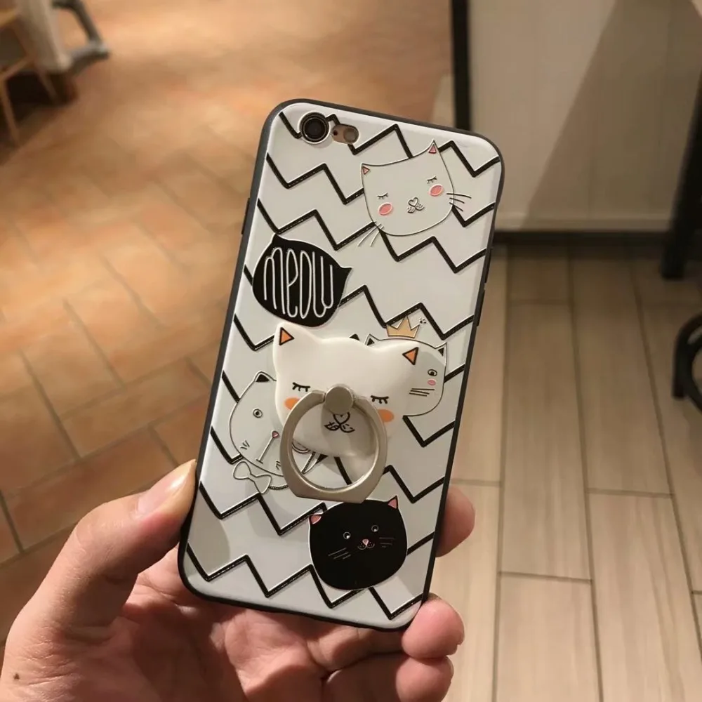 Phone Case For OPPO A57 A59 R15 R11 S R11s Plus R9 R9s Luxury Cute Cat Ripple Cover with lanyard holder Fundas Coque |