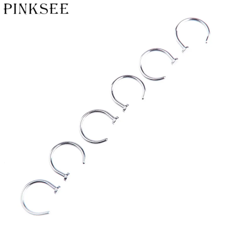 PINKSEE 10 шт./лот ноздрю из нержавеющей стали кольцо гвоздики зажим для носа