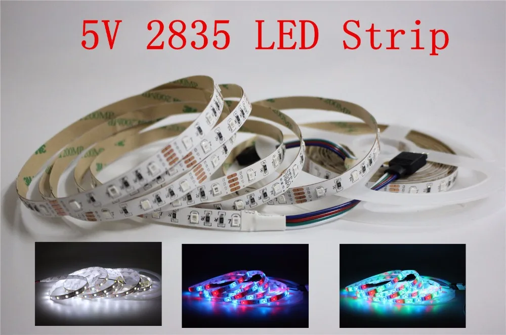 Светодиодная лента 2835 RGB белый 5 м/лот не водонепроницаемая DC 5V ТВ фоновое