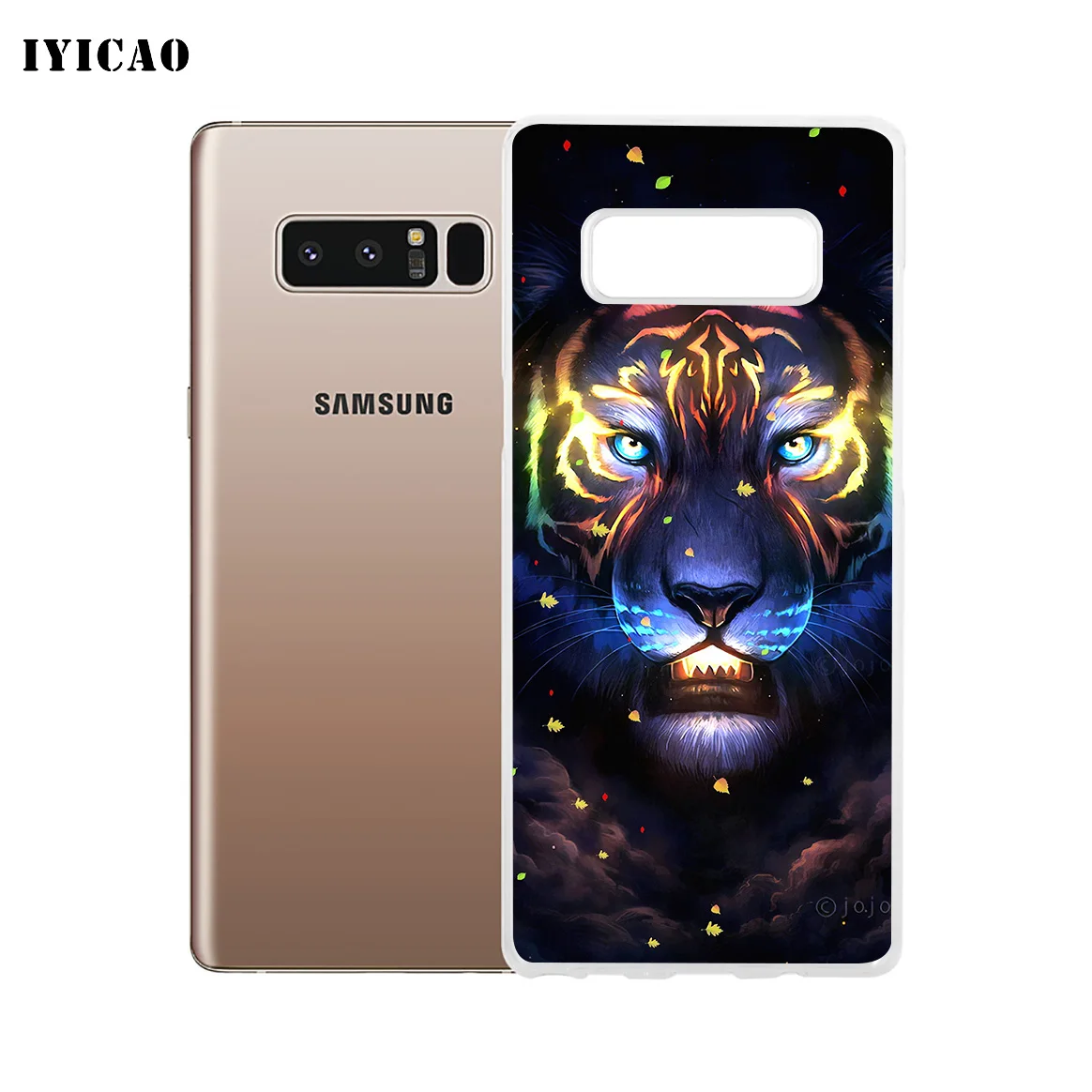 Мягкий силиконовый чехол IYICAO с неоновым тигром для Samsung A5 A6 Plus A7 A8 A9 J3 J5 J7 Note 8 9 из